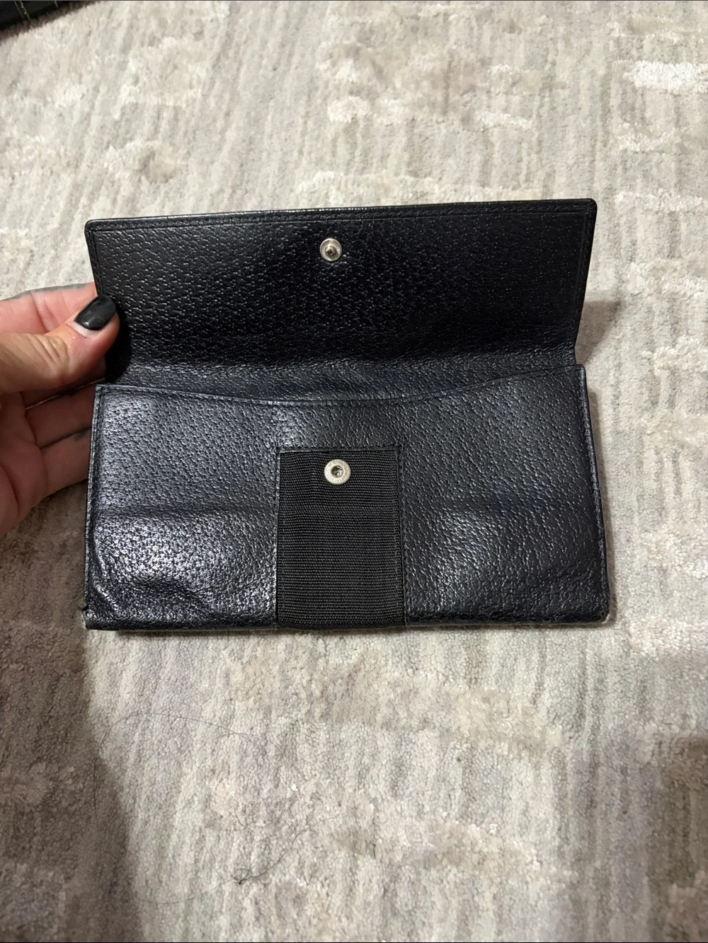 Gucci Black Leather Wallet with Elastic Strap
